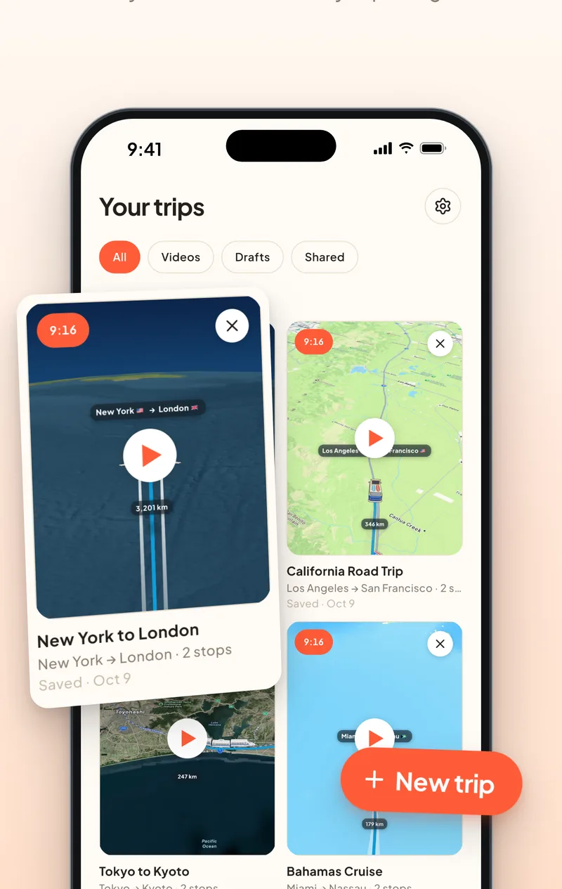 Trip Motion screen: Rendered on your phone, shared in a tap